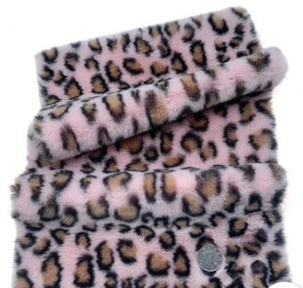 Sherpa-Leopardikuvioinen Kangas - Vaalea Roosa & Ruskea (25X45 Cm)