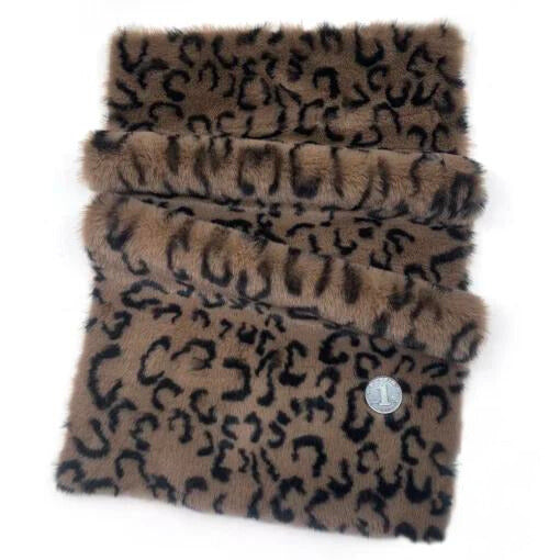 Sherpa-Leopardikuvioinen Kangas - Musta & Kahvi (25X45 Cm)