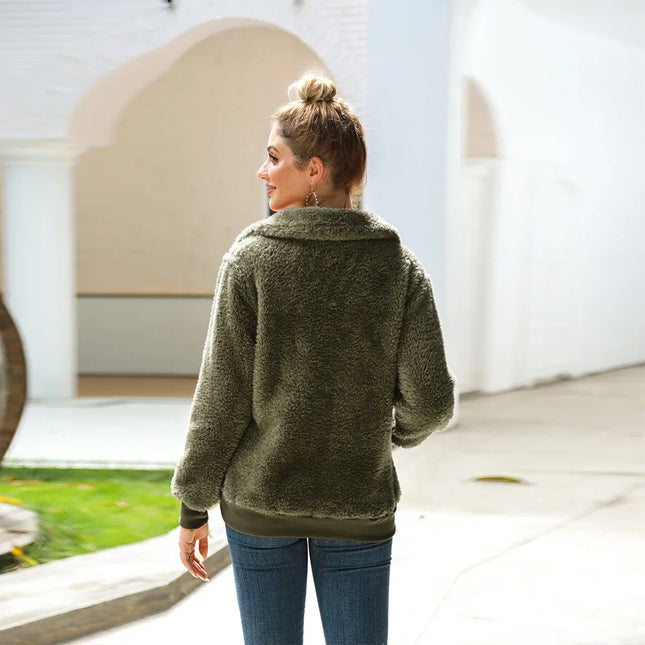 Sherpa-Vetoketjukaulus Pusero / Naisten - Khaki