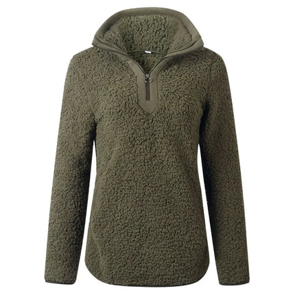 Sherpa-Vetoketjukaulus Pusero / Naisten - Khaki