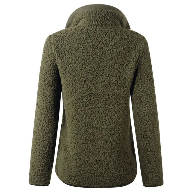 Sherpa-Vetoketjukaulus Pusero / Naisten - Khaki
