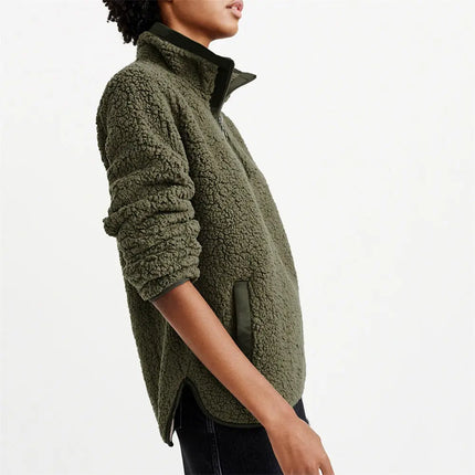 Sherpa-Vetoketjukaulus Pusero / Naisten - Khaki
