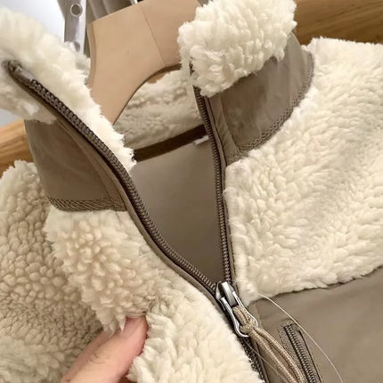Sherpa-Vetoketjutaskutakki / Naisten - Beige & Khaki