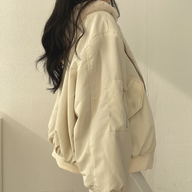Käännettävä Sherpa-Vuorattu Takki / Naisten - Beige