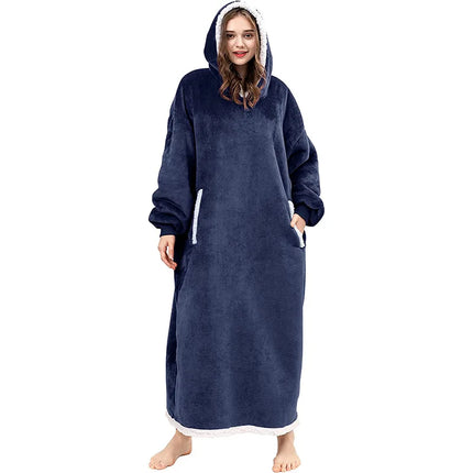 Sherpa-Pitkä Vilttipusero - Sininen (150 Cm)
