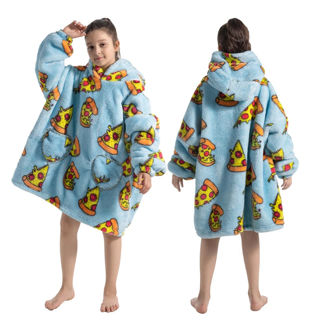 Sherpa-Pizzakuviollinen Vilttipusero / Lasten - Sininen