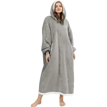 Sherpa-Pitkä Vilttipusero - Vaaleanharmaa (150 Cm)