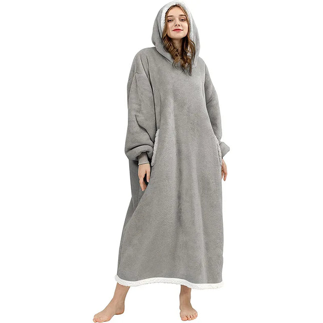 Sherpa-Pitkä Vilttipusero - Vaaleanharmaa (150 Cm)