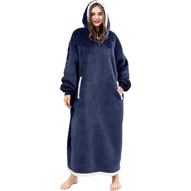 Sherpa-Pitkä Vilttipusero - Sininen (150 Cm)