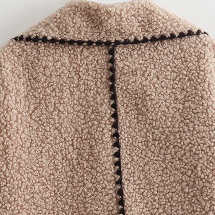 Sherpa-Taskullinen Käännekaulustakki / Naisten - Beige