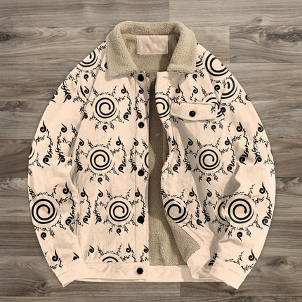 Sherpa-Vuorattu Spiraalikuviotakki / Beige
