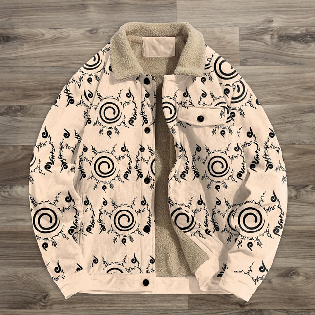 Sherpa-Vuorattu Spiraalikuviotakki / Beige