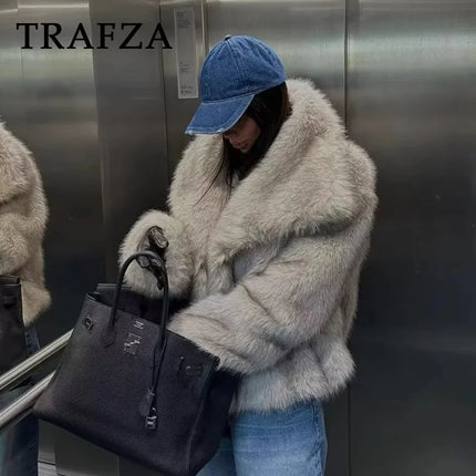 Sherpa-Pitkäkarvainen Takki Naisten - Harmaa Valkoinen