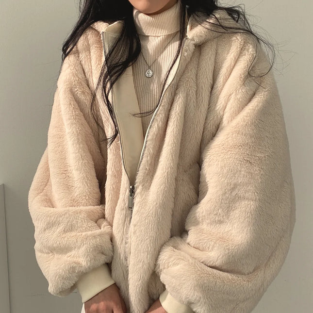 Käännettävä Sherpa-Vuorattu Takki / Naisten - Beige
