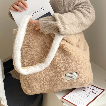 Sherpa-Käännettävä Tote-Laukku - Karamelli & Valkoinen