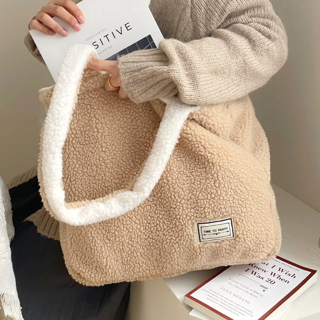 Sherpa-Käännettävä Tote-Laukku - Karamelli & Valkoinen