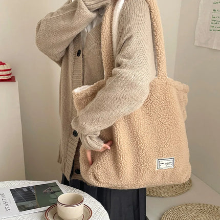 Sherpa-Käännettävä Tote-Laukku - Karamelli & Valkoinen