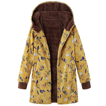 Sherpa-Vuorattu Parka / Naisten - Keltainen