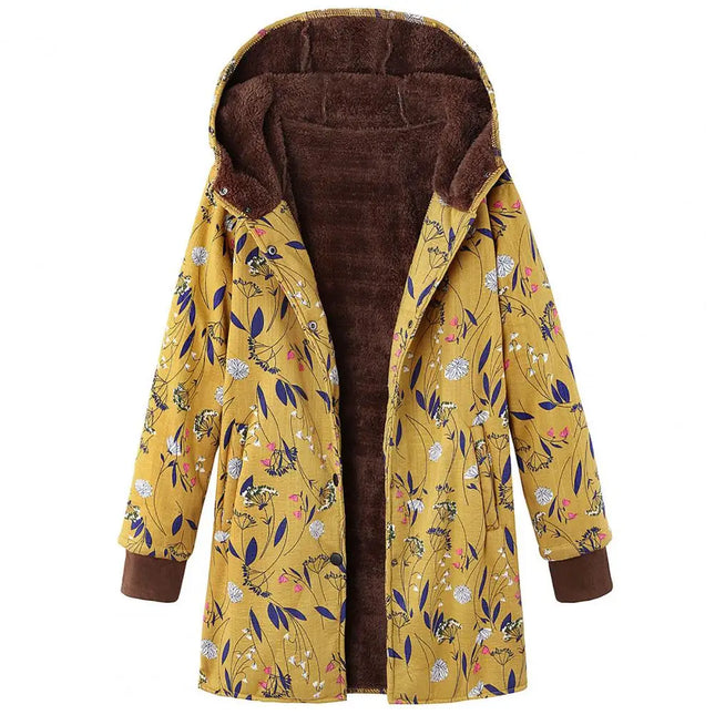 Sherpa-Vuorattu Parka / Naisten - Keltainen