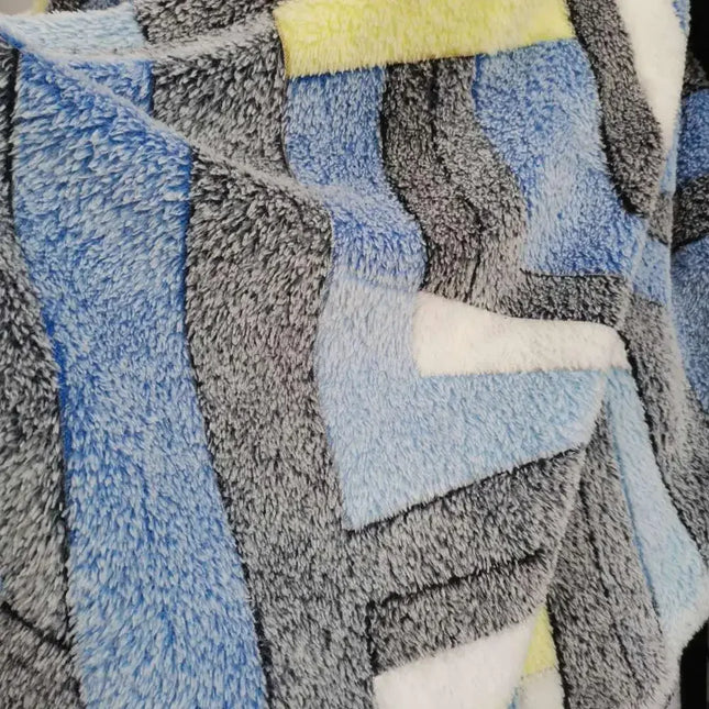 Sherpa-Geometrisia Kuvioita Kangas - Sininen & Harmaa (50X160 Cm)