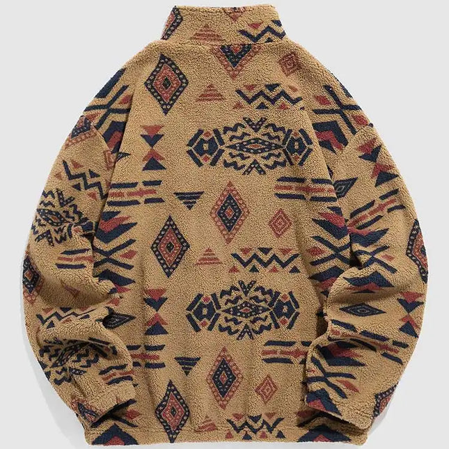 Sherpa-Etninen Kuviollinen Pusero Miesten - Ruskea