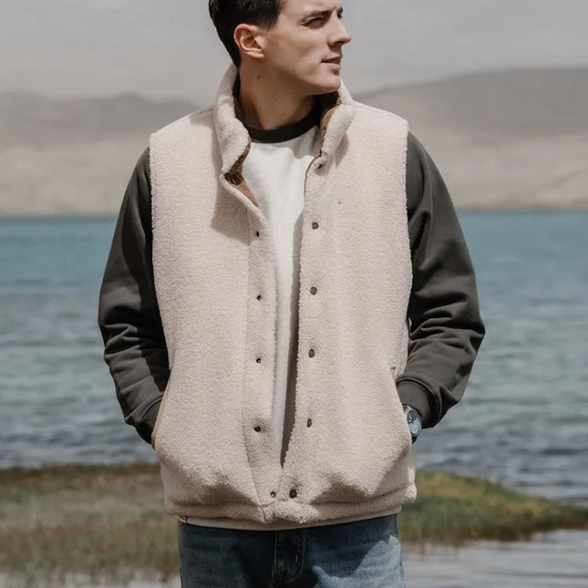 Sherpa-Hihaton Käännettävä Takki / Miesten - Beige