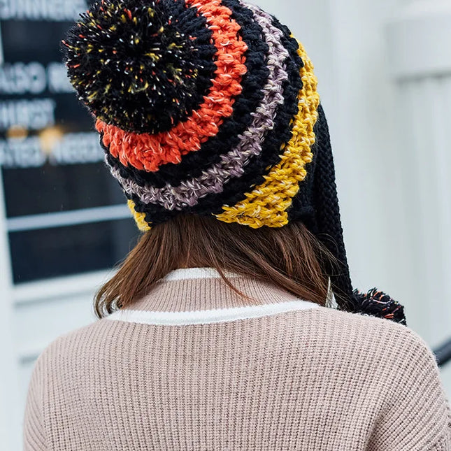 Tupsuilla Koristeltu Sherpa-Vuorattu Perulainen Pipo / Naisten - Keltainen