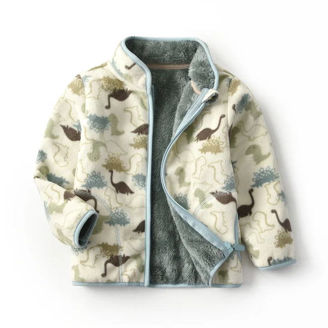 Sherpa-Vuorattu Välikausilliset Dinosaurustakki / Lasten - Beige