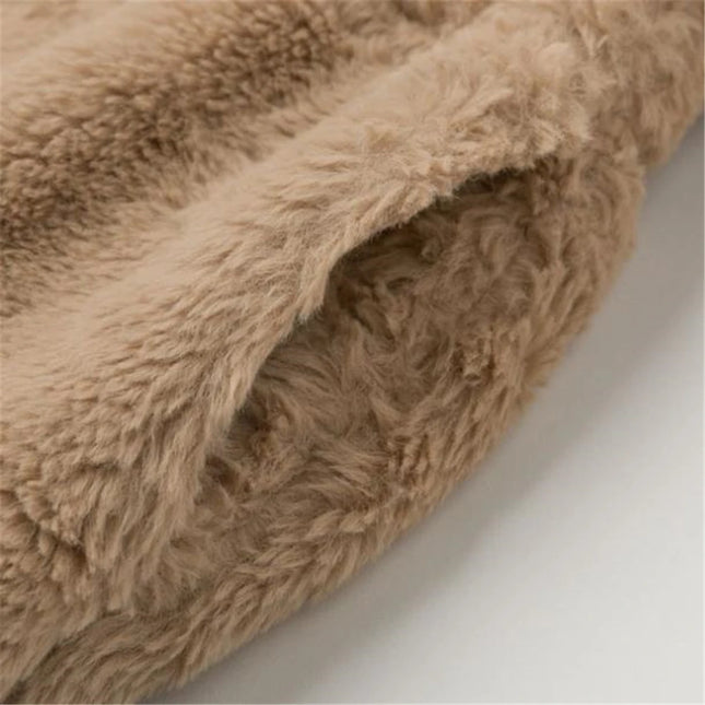 Sherpa-Pystykaulustakki / Naisten - Tumma Beige