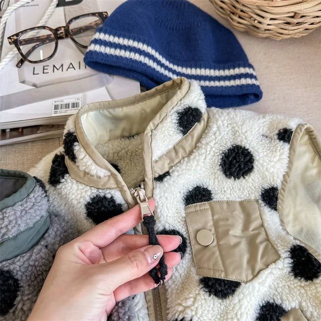 Sherpa-Hihaton Liivi / Lasten - Beige Mustapilkullinen