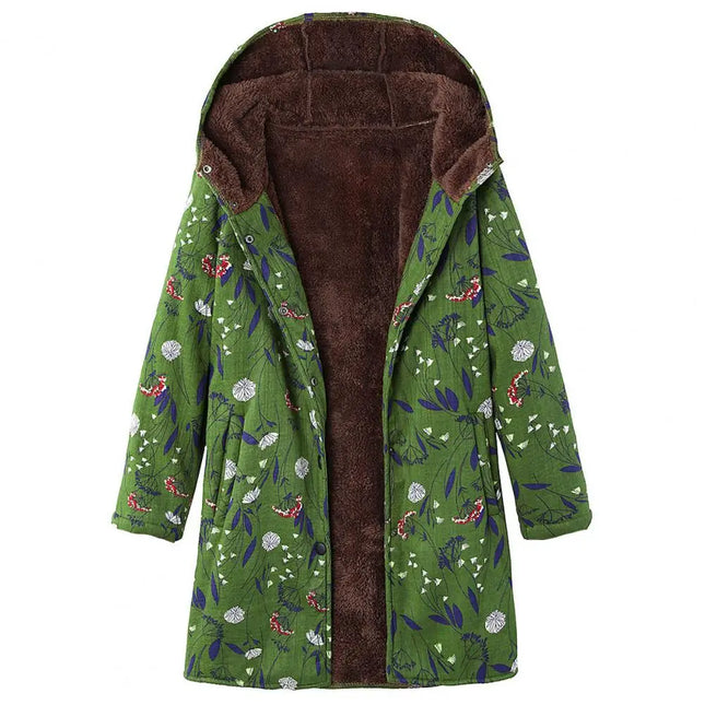 Sherpa-Vuorattu Kuvioitu Parka / Naisten - Vihreä