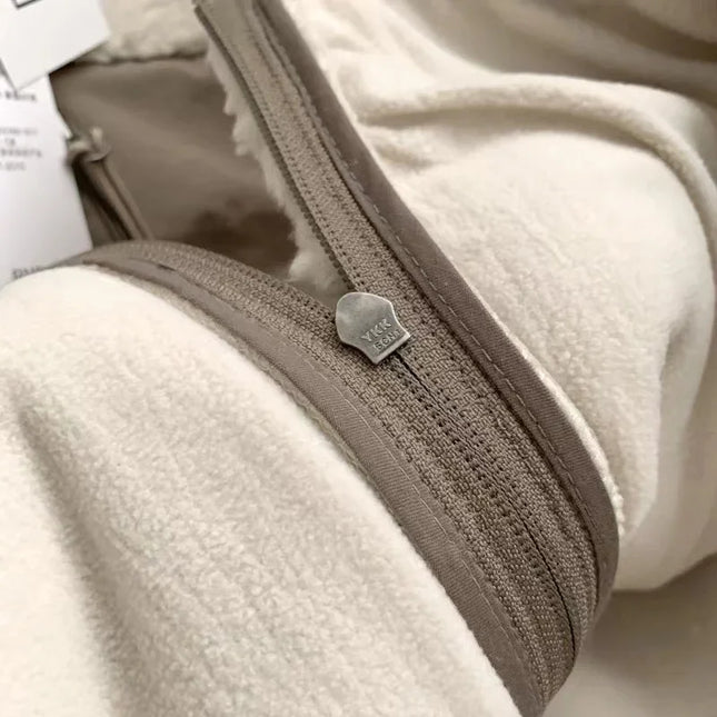 Sherpa-Vetoketjutaskutakki / Naisten - Beige & Khaki