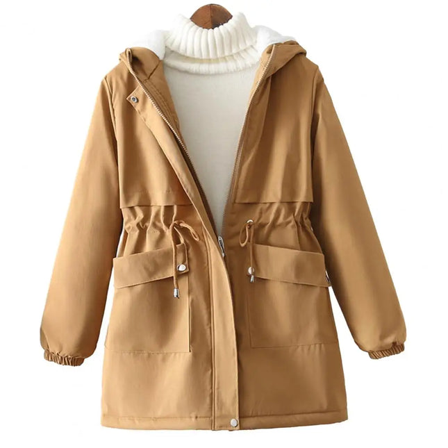 Sherpa-Vuorattu Huppuparka / Naisten - Kameli