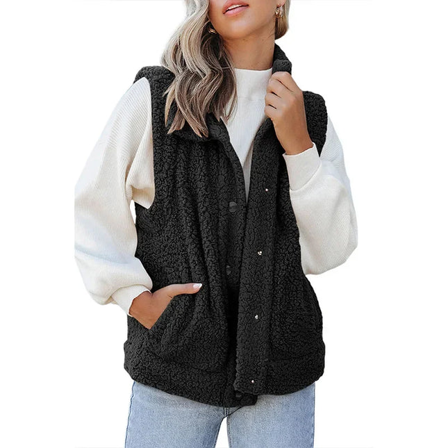 Sherpa-Taskullinen Hihaton Takki / Naisten - Musta