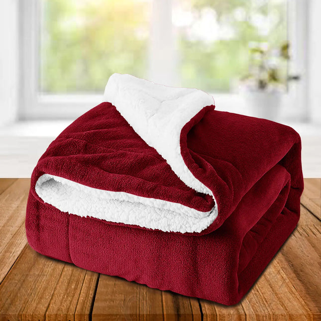 Sametti- & Sherpa-Peitto - Punainen-563