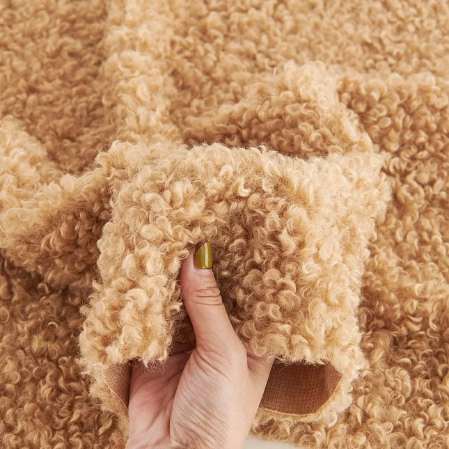 Sherpa-Paksu Takkikangas - Tumma Beige (100X160 Cm)