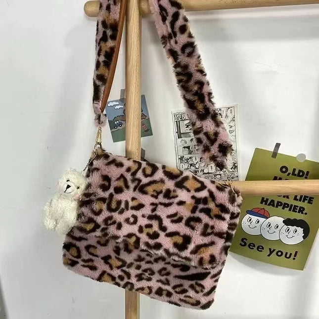 Sherpa-Leopardikuvioinen Kangas - Beige & Ruskea (25X45 Cm)