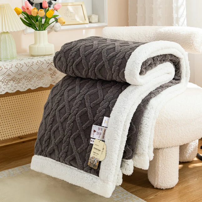 Sherpa-Ristikkokuviopeitto - Harmaa-516