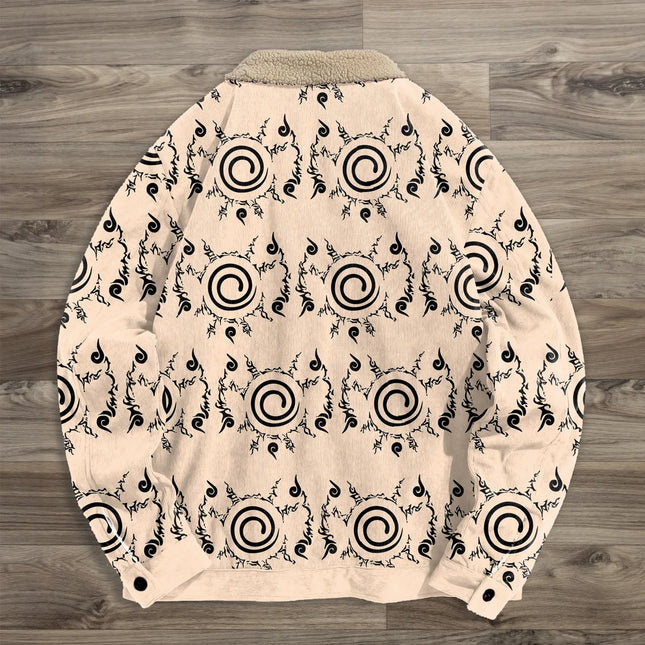 Sherpa-Vuorattu Spiraalikuviotakki / Beige