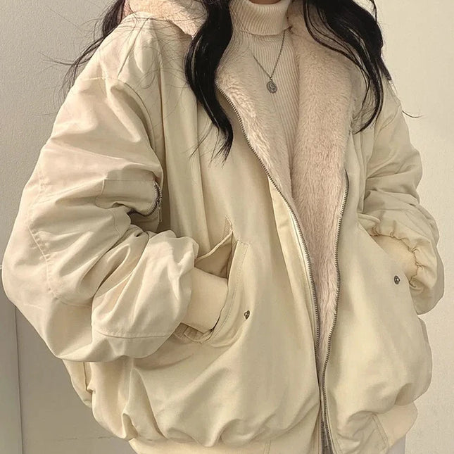 Käännettävä Sherpa-Vuorattu Takki / Naisten - Beige
