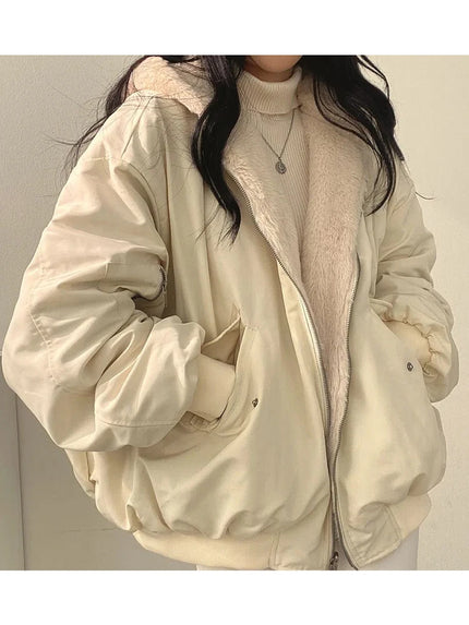 Käännettävä Sherpa-Vuorattu Takki / Naisten - Beige