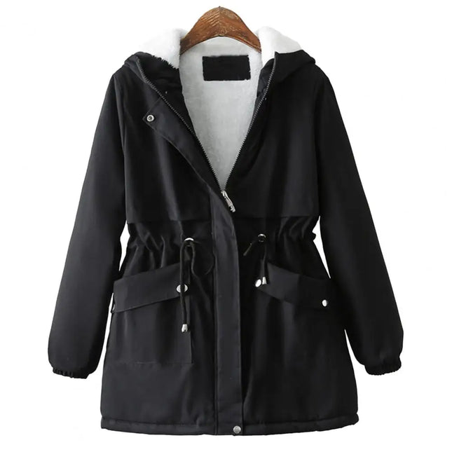 Sherpa-Vuorattu Huppuparka / Naisten - Musta