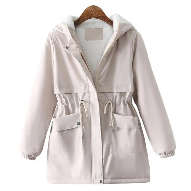 Sherpa-Vuorattu Huppuparka / Naisten - Valkoinen