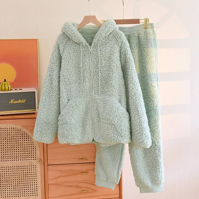 Sherpa-Pyjama Naisten - Pastellinvihreä