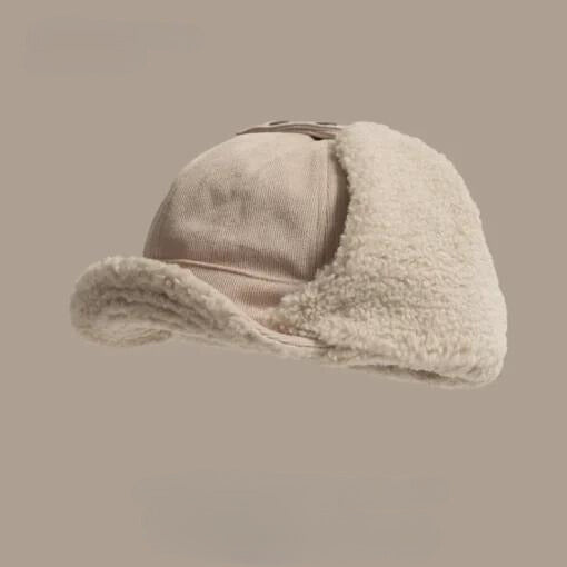 Sherpa-Vuorattu Vakosamettilentäjähattu / Naisten - Beige