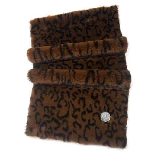 Sherpa-Leopardikuvioinen Kangas - Musta & Ruskea (25X45 Cm)